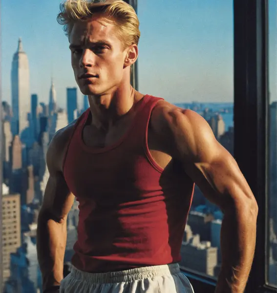 AI Rendering of Retro Manhattan Fitness Boy Skyscraper